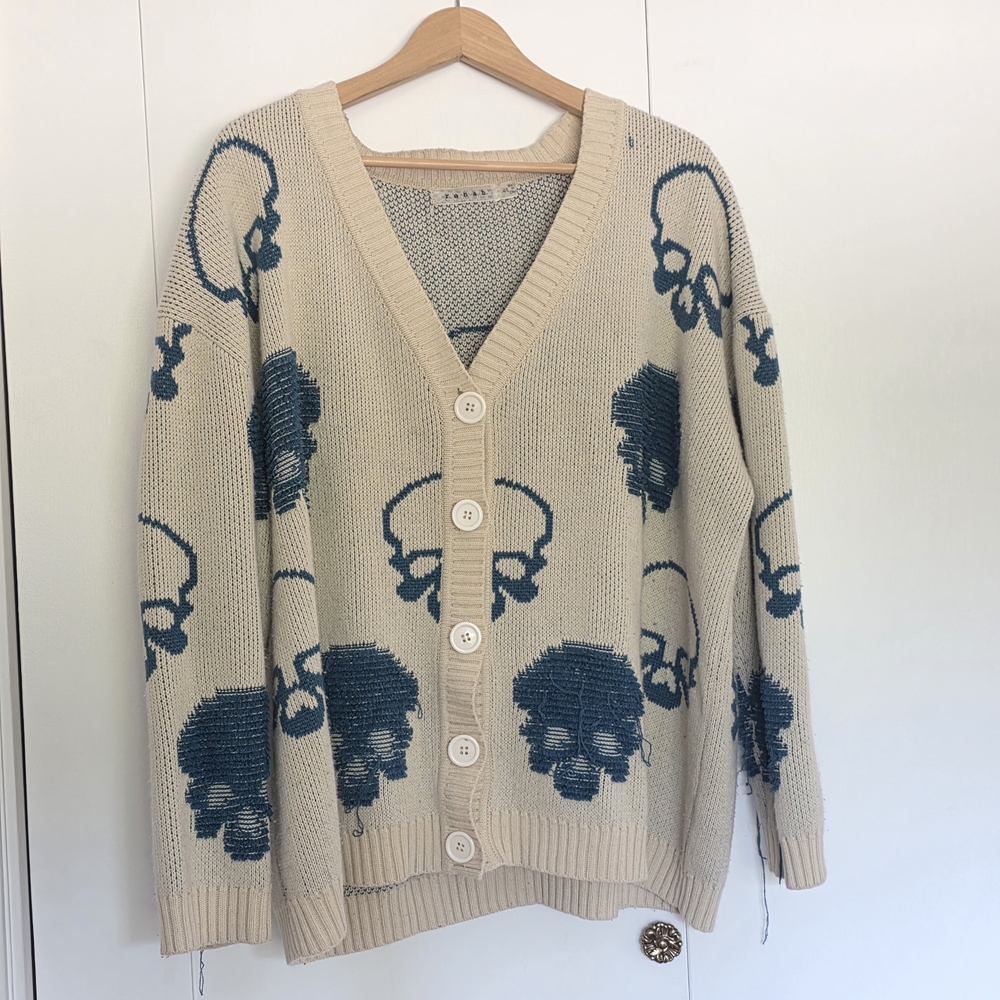 Distressed Skull Cardigan